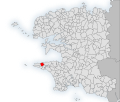 Carte de localisation de Goulien au sein du département du Finistère.