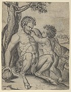 Satyre et enfant, Marcantonio Raimondi d'après une peinture de Raphaël (vers 1515-16)