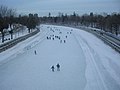 View of the Rideau Canal in winter from the Bank Street Bridge