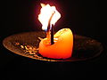 A candle stump on a candle holder