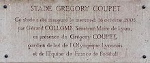 Thumbnail for File:Plaque Stade Grégory-Coupet.JPG