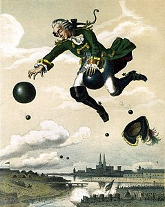 August von Wille Baron von Münchhausen's flight on a cannonball