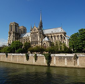 Notre-Dame de Paris, south, Rayonnant transept, flying buttresses