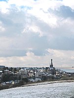 Walcourt, The city and St-Materne in the snow.