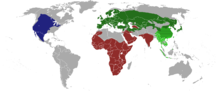 Older map of badger genera range, grouped by genera and notional subfamily