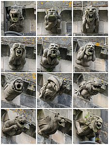 The 12 Paisley Abbey gargoyles that were replaced in 1991