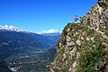 von fern, mit Nachbarorten Naturns und Partschins vom Meraner Höhenweg