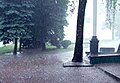 Heavy rain on a roof-window