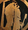 Erastes and eromenos, 5th c. Athenian red-figure kylix