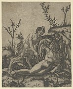 Satyre et nymphe, Marcantonio Raimondi (vers 1500-1534)