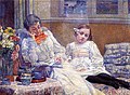 ''Woman reading with a young girl (Mia Van Rysselberghe with her daughter Elisabeth), 1899