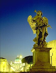 Angel on Sant'Angelo Bridge (view towards Basilica di San Pietro