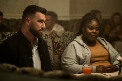 FX's Grotesquerie -- Episode 7 (airs Wednesday, October 16 at 10 p.m. ET/PT) Pictured (L-R):  Travis Kelce, Raven Goodwin as Merritt Tryon.  CR: Prashant Gupta/FX