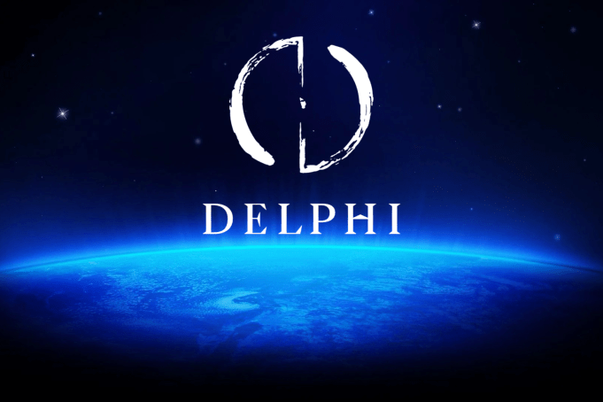 Delphi Interactive logo set against a planet's surface