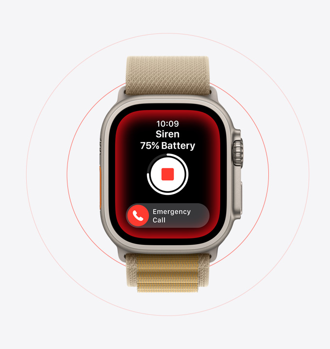 Siren being used on an Apple Watch Ultra 2.