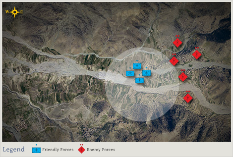 map locations of friendly and enemy forces