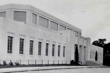 White building with series of windows