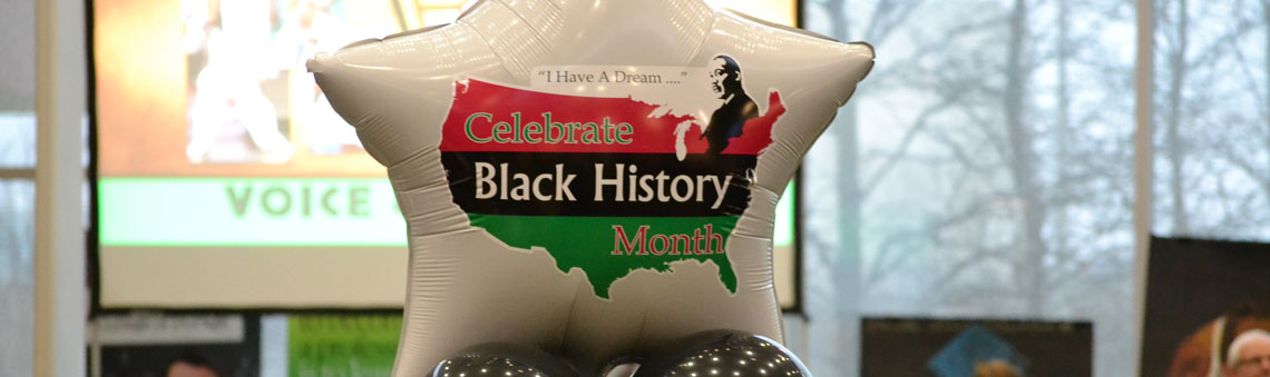 Star balloon setup at Black History Month event