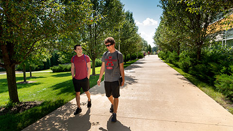 Students walking on campus