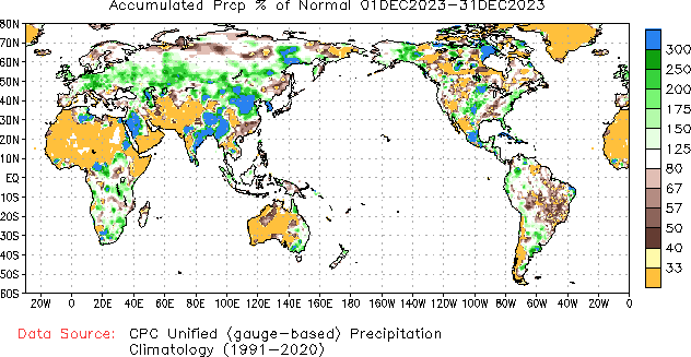 December to current % of Normal Precipitation