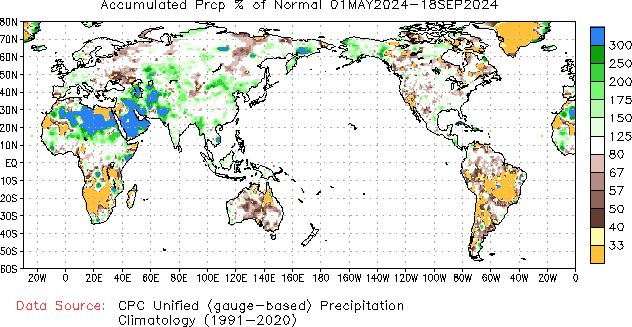 May to current % of Normal Precipitation