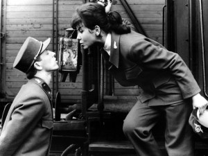 CLOSELY WATCHED TRAINS, Vaclav Neckar, Jitka Bendova, 1966, kiss