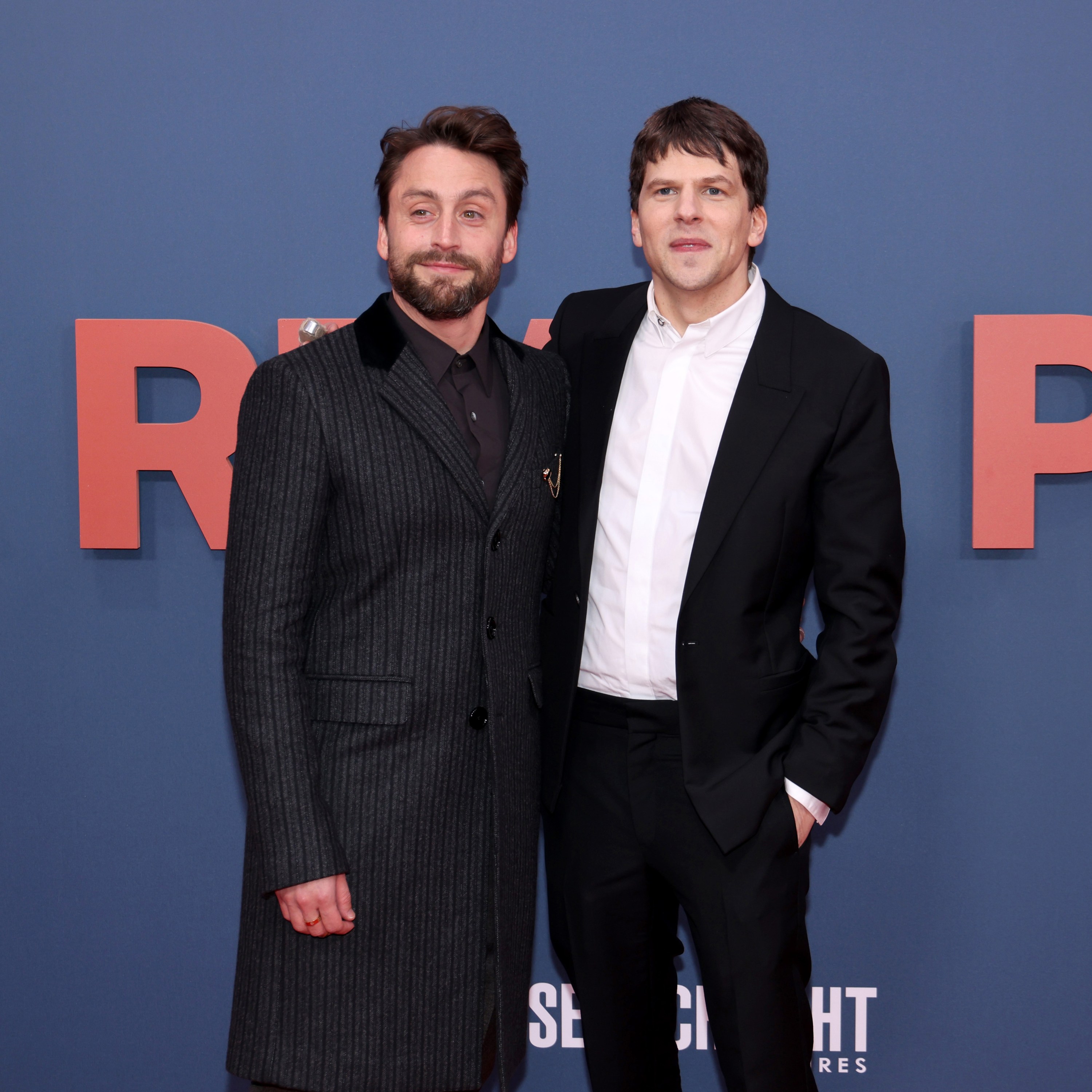 LONDON, ENGLAND - OCTOBER 13: Kieran Culkin and Jesse Eisenberg attend 'A Real Pain' UK Premiere during the 68th BFI London Film Festival  at The Royal Festival Hall on October 13, 2024 in London, England. (Photo by Tim P. Whitby/Getty Images for The Walt Disney Company Limited)