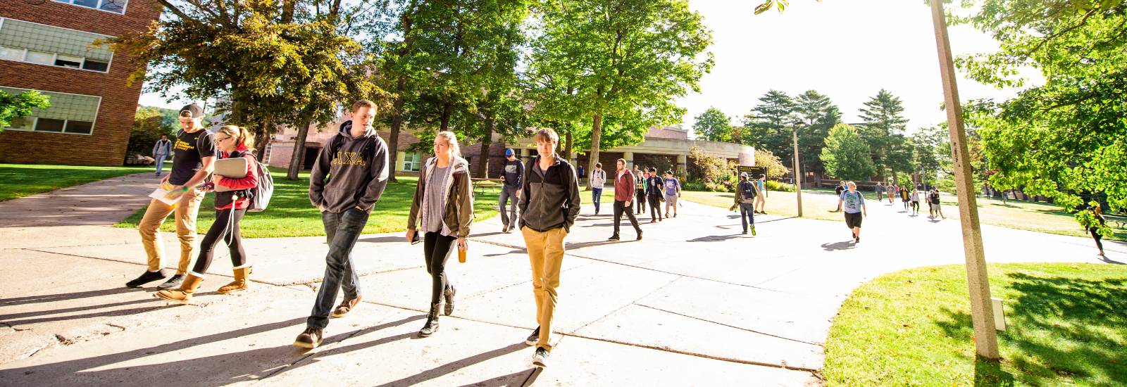 Students walking on campus.