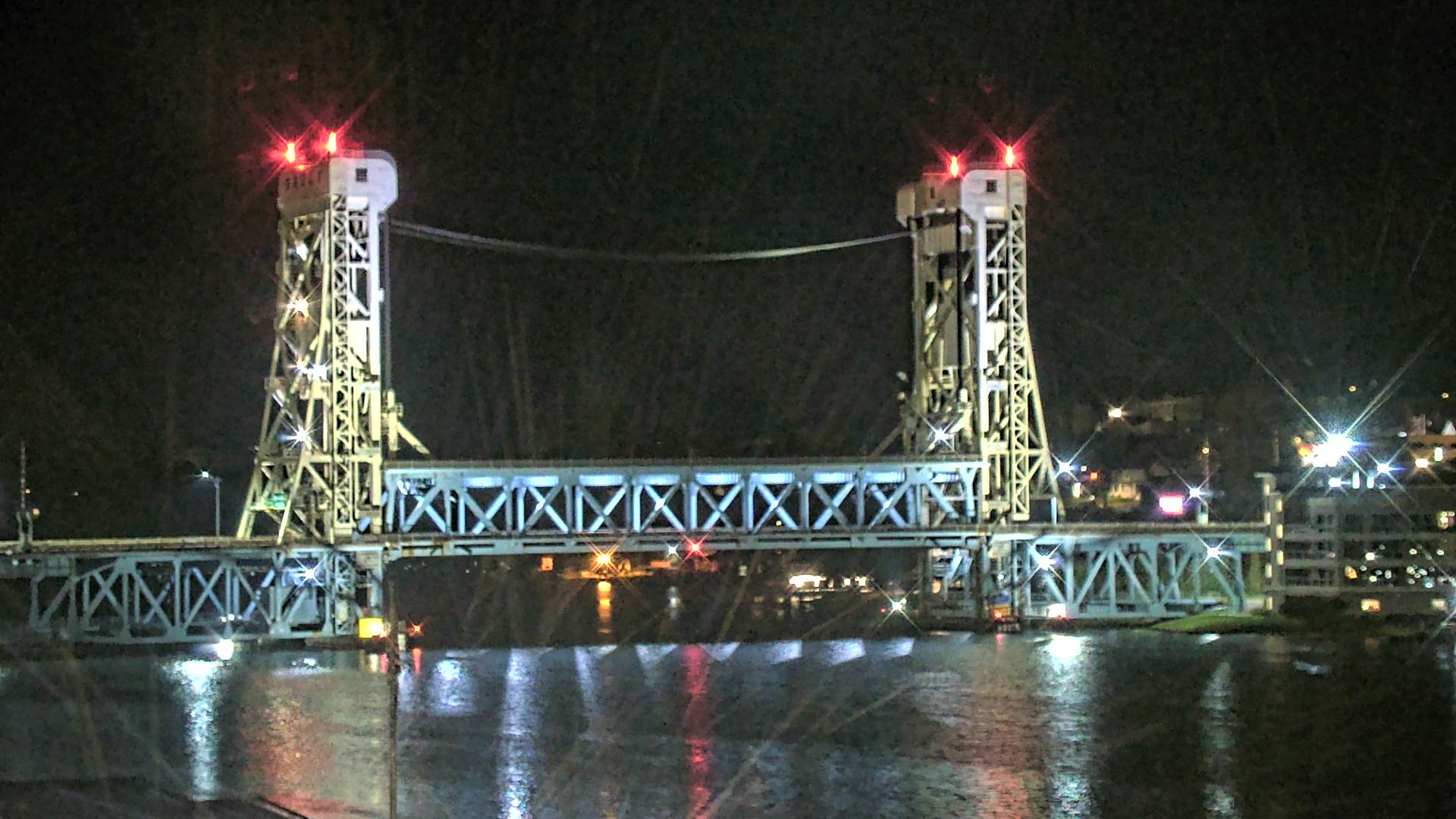 Live stillshot of the Portage Lake Lift Bridge webcam