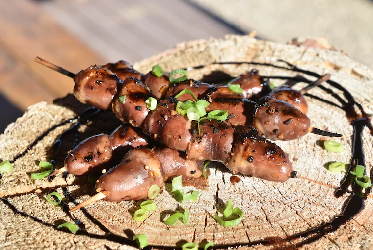 Duck Heart Skewers