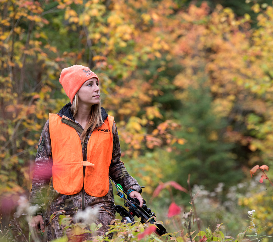 Woman hunter in the forest