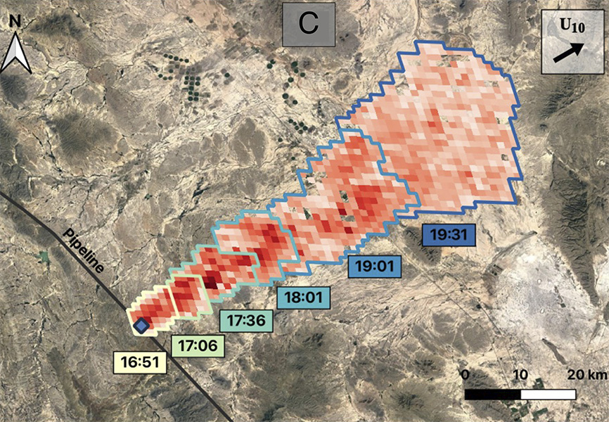 May 2019 methane plume as depicted in a new GOES data product, image credit: Daniel J. Varon