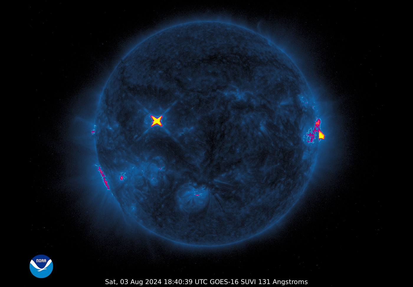 image: SUVI Image of solar flare activity, August 3, 2024