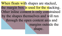 Stacking two floats with a small shape-outside