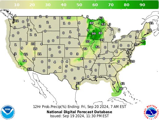 United States 12 Hour Precipitation Probability