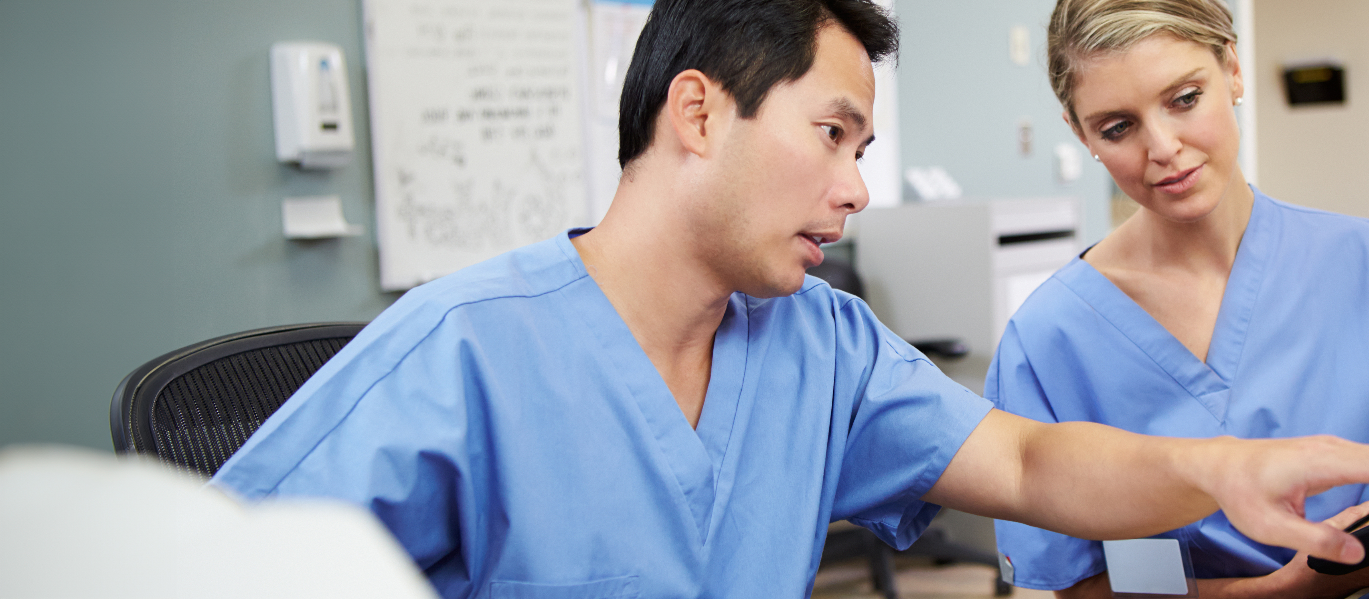 two nurse administrators having a conversation 