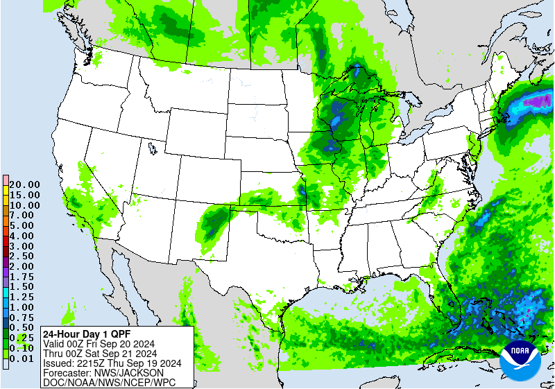 1 day, 24 hour precipitation map