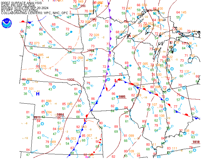 Current weather map for the Midwest U.S.