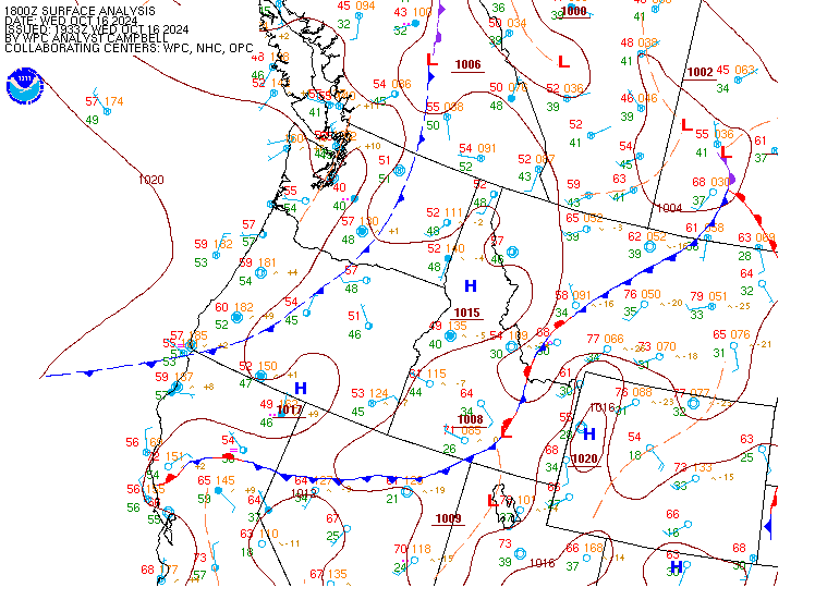 Current weather map for the Northwest U.S.