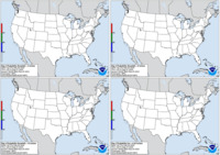 Day 2 probability of snow greater than or equal to 4, 8, and 12 inches and freezing rain greater than or equal to .25 inch