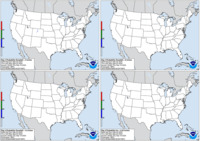 Day 3 probability of snow greater than or equal to 4, 8, and 12 inches and freezing rain greater than or equal to .25 inch